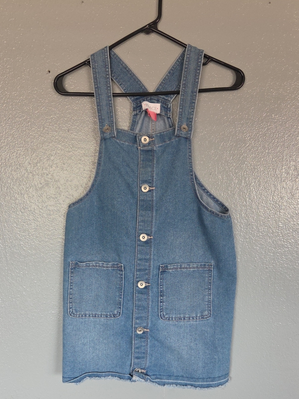 Place Blue Denim Button-Front Overall Dress for Kids